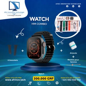 HM Combo ultra 2 watch + Earpods + boitier + Chargeur sans fil + 6 bracelets et une montre pour femme
